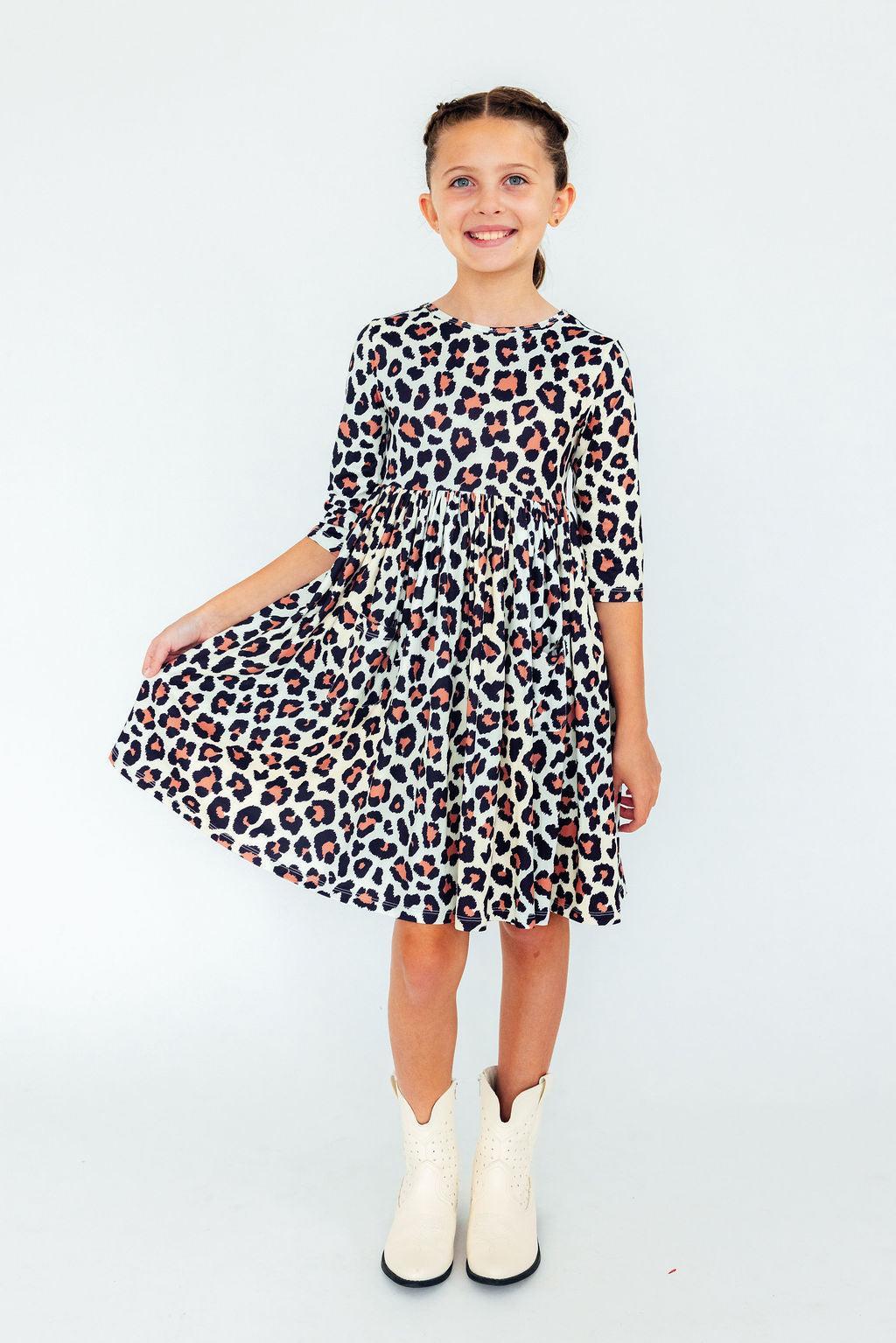 Wild One 3/4 Sleeve Pocket Twirl Dress
