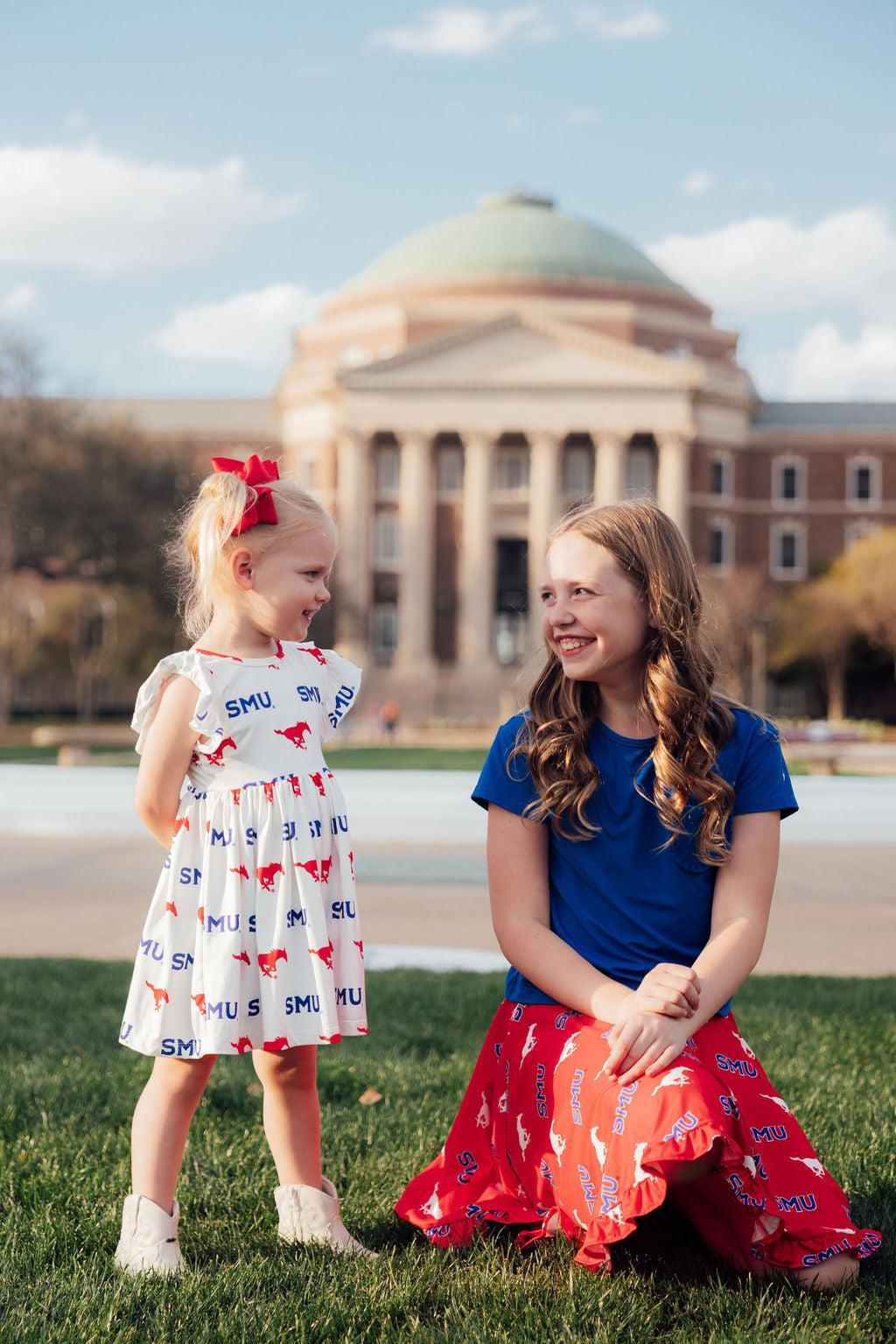 SALE SMU Red Mustang Ruffle Twirl Skort