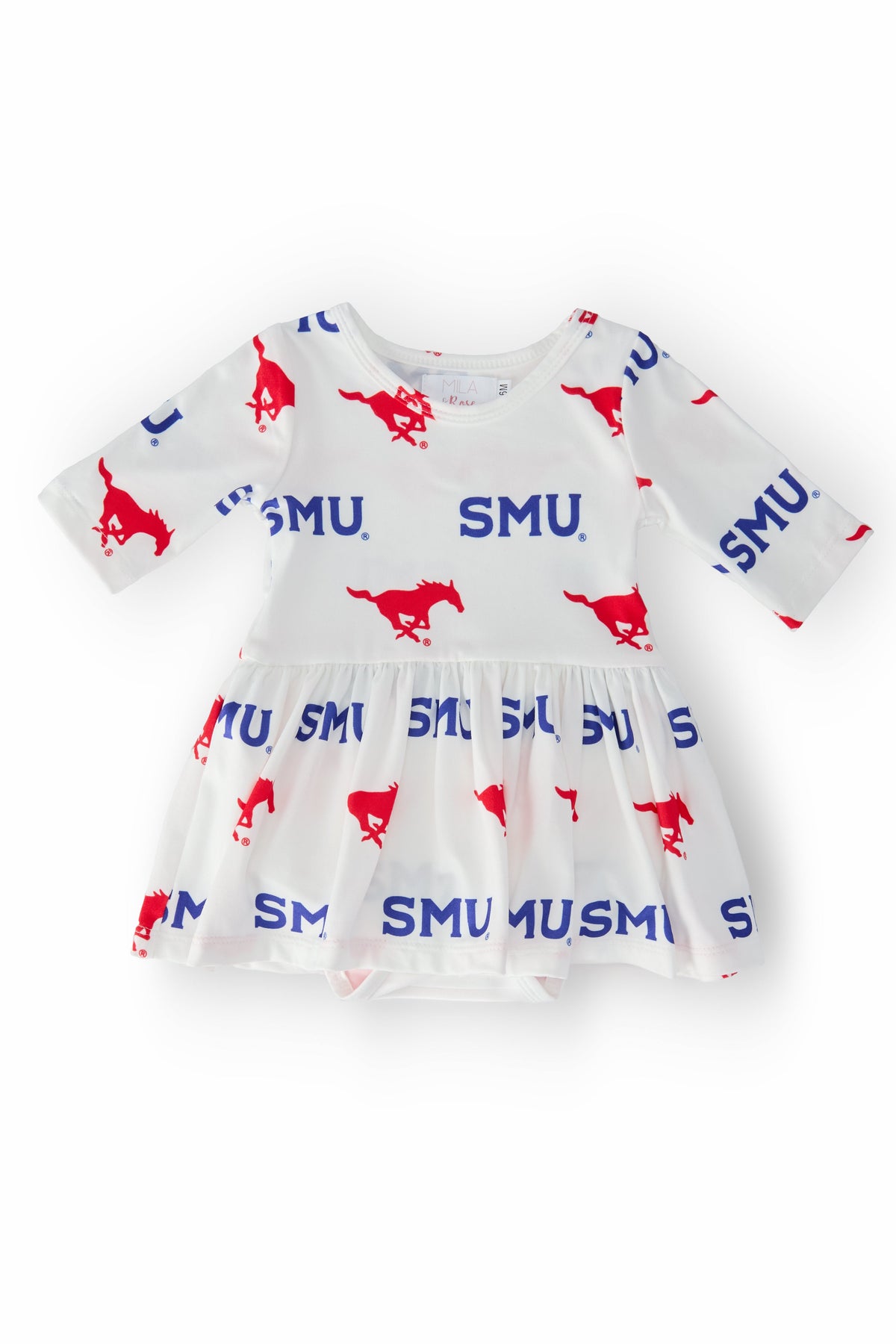 SALE SMU White Mustang 3/4 Sleeve Twirl Bodysuit