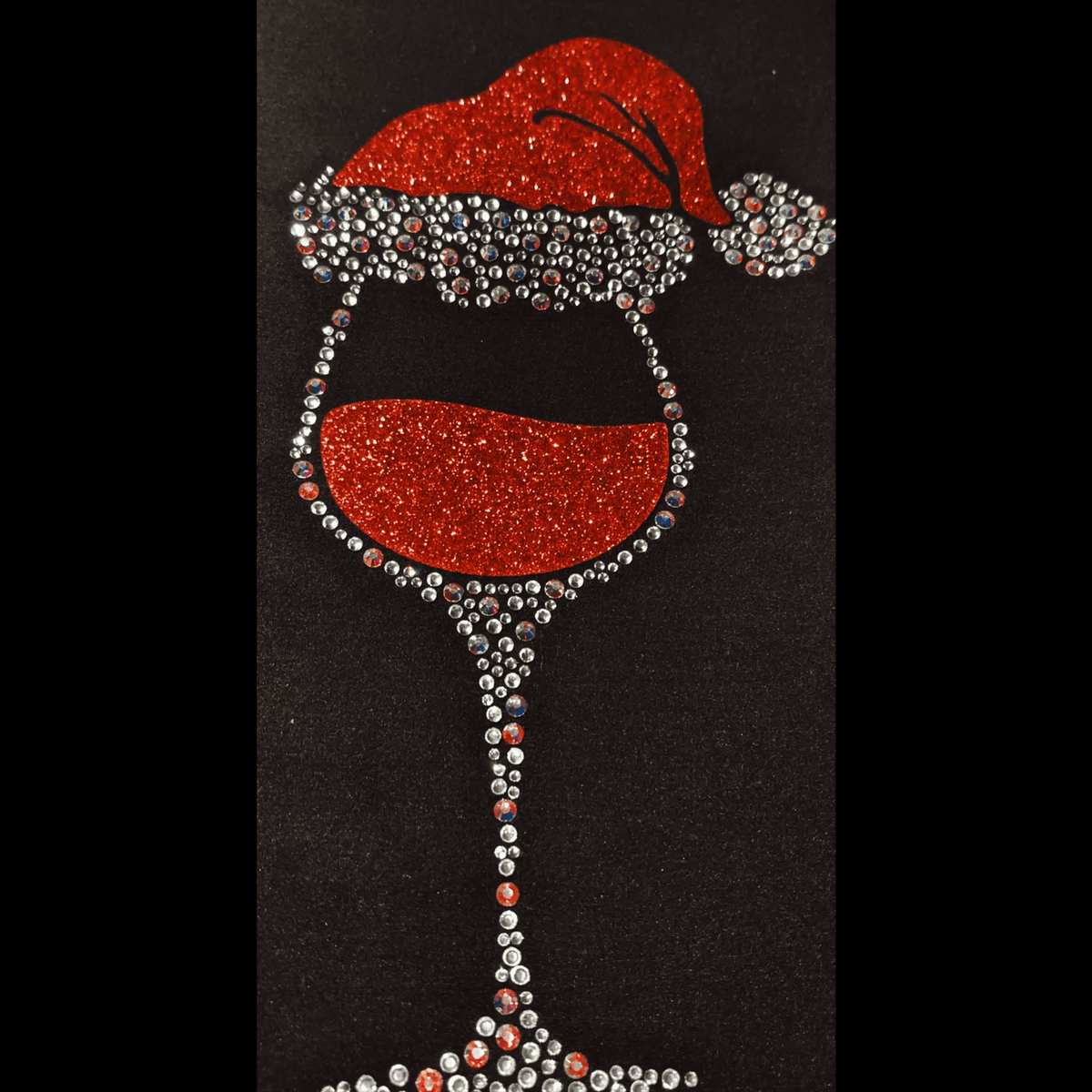Santa Hat Wine Glass Leggings with Snowflakes & Pockets