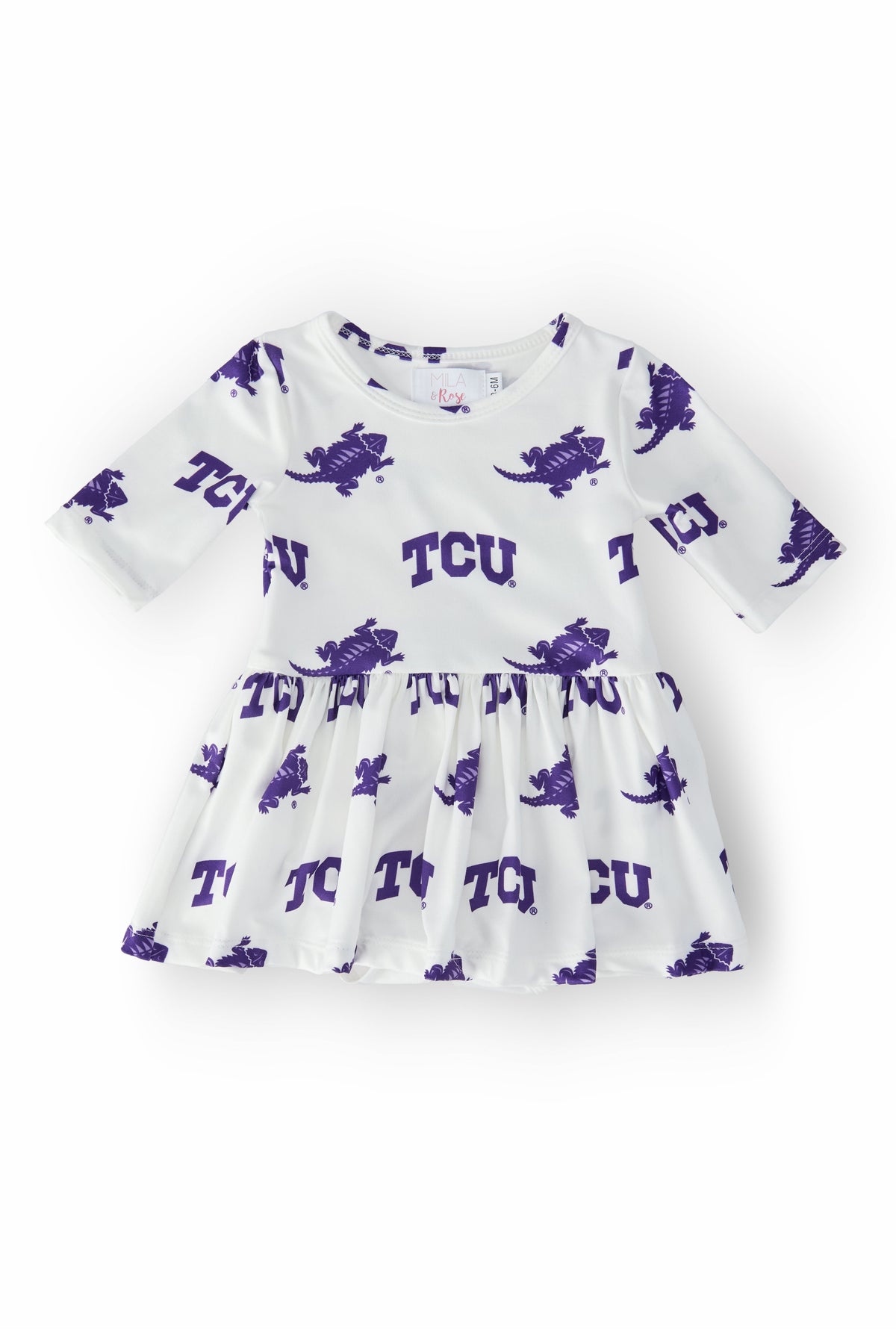 SALE TCU White Frog 3/4 Sleeve Twirl Bodysuit