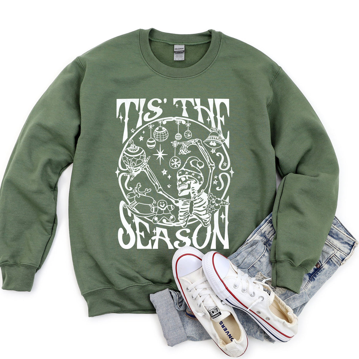 Tis The Season, Christmas Skeleton Jolly Sweatshirt
