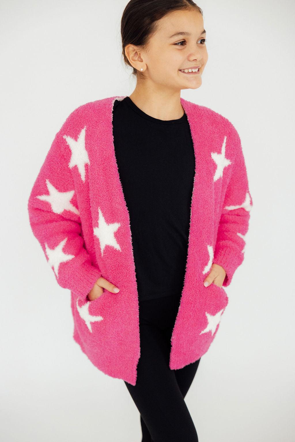 Bright Pink/Coconut Star Cozy Cardigan