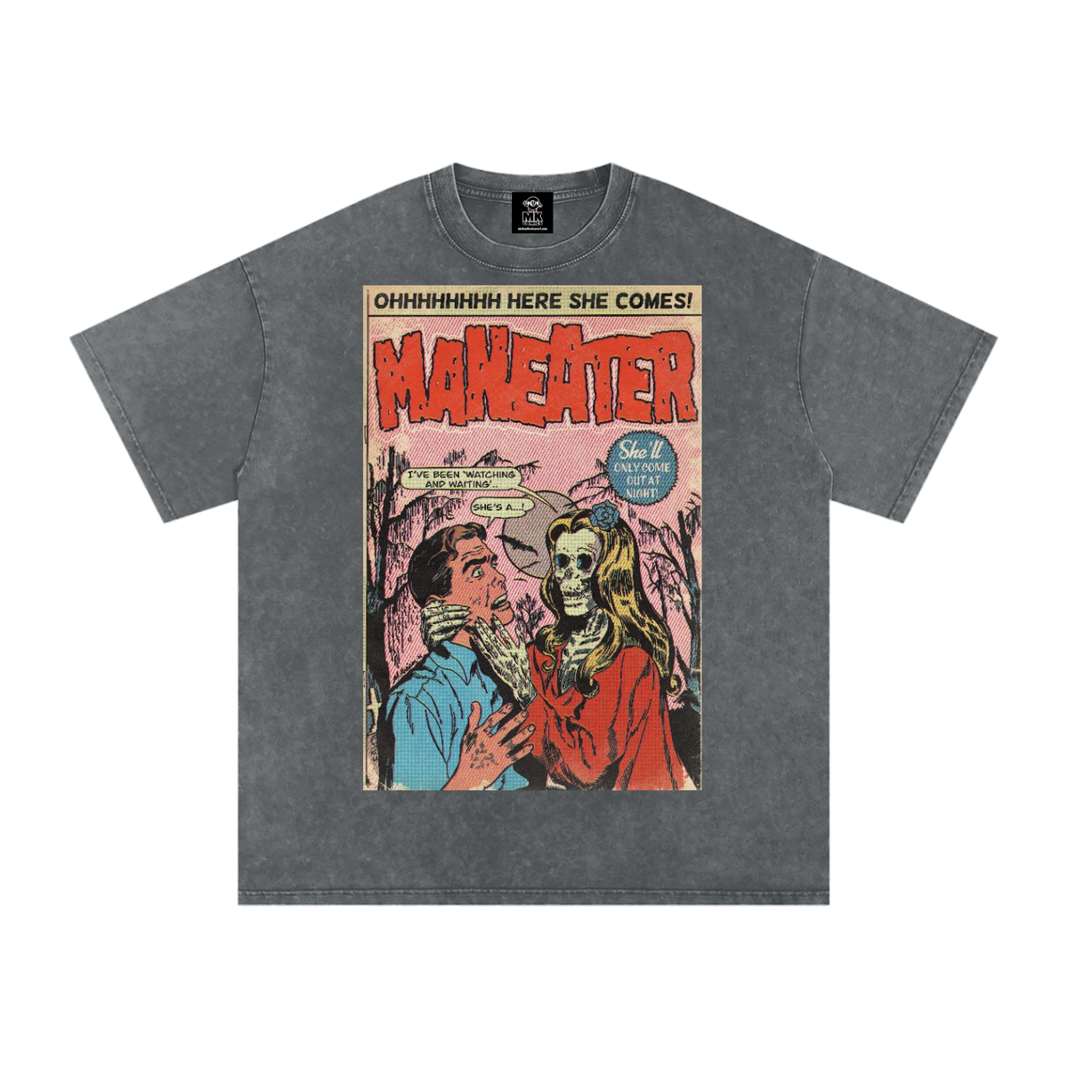 Maneater - Snow Washed Oversized Cotton T-Shirt