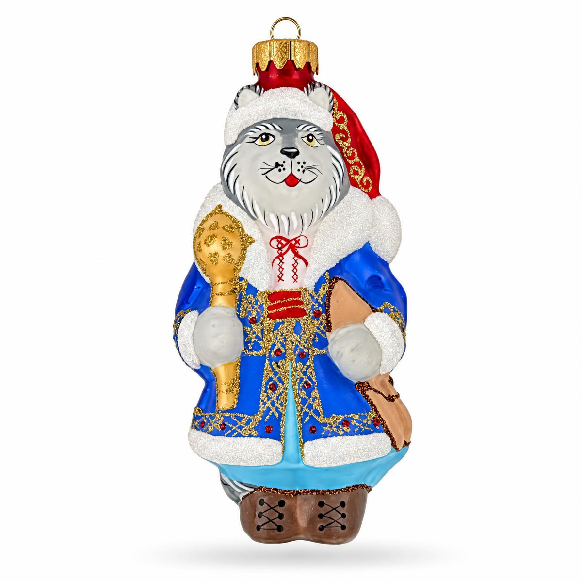 Wolf the Ukrainian Hetman Glass Christmas Ornament