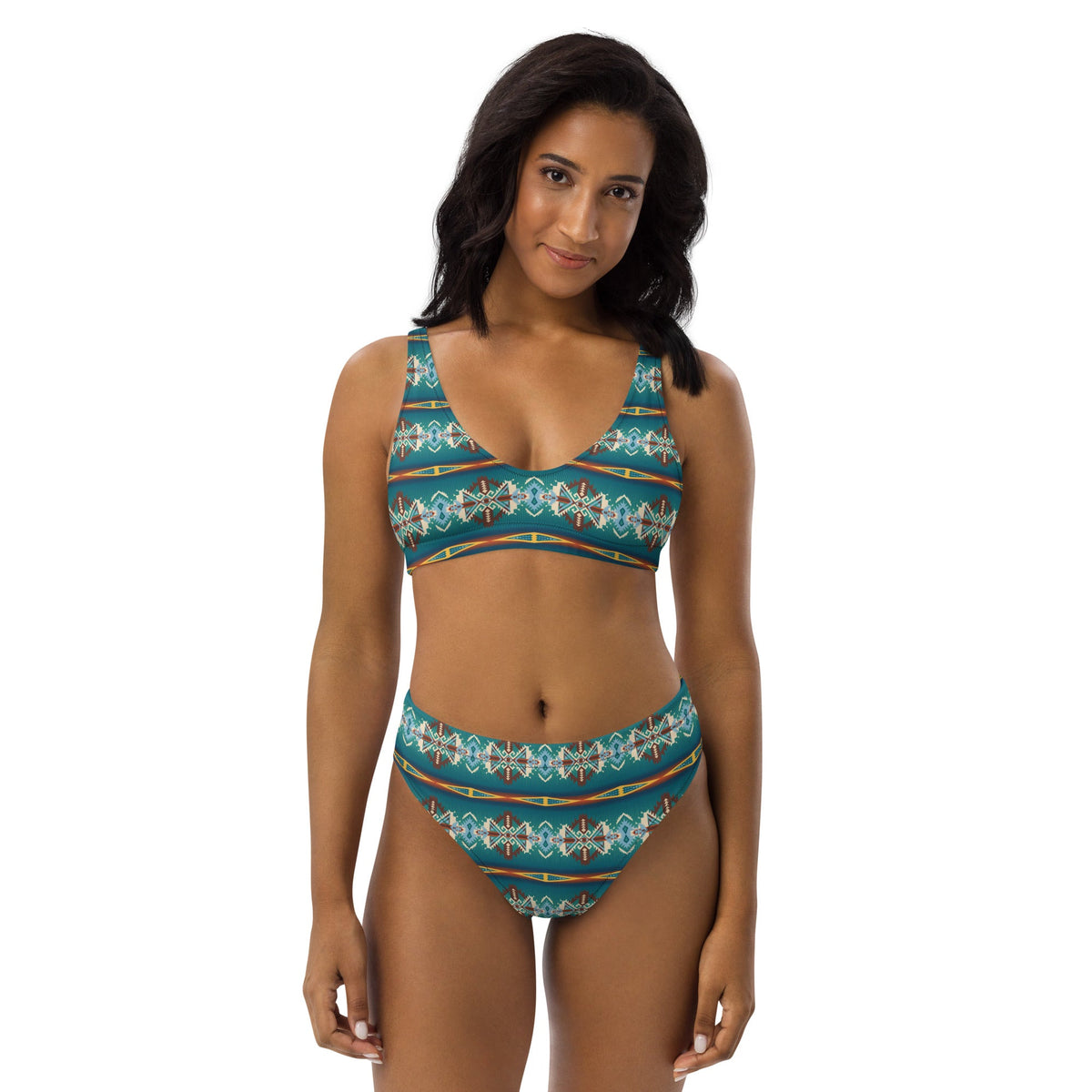 Baha Ranch Yeehaw Teal Aztec Blanket Print Bikini