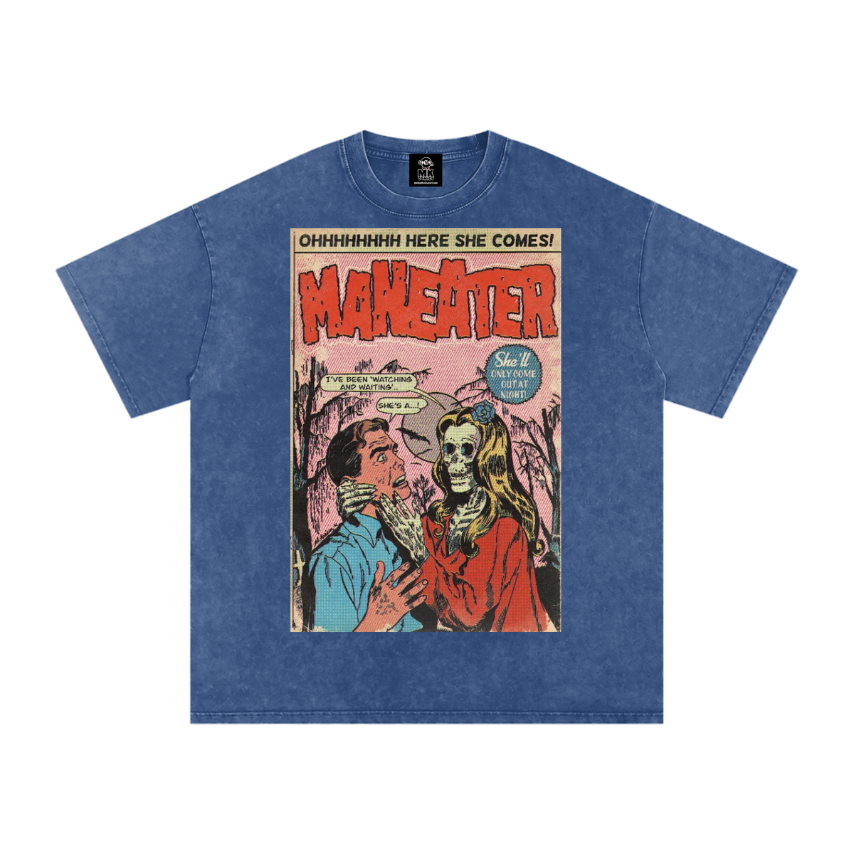 Maneater - Snow Washed Oversized Cotton T-Shirt