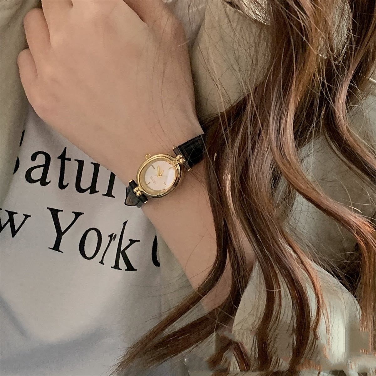 Black Gold Oval Women's Luxury Watch