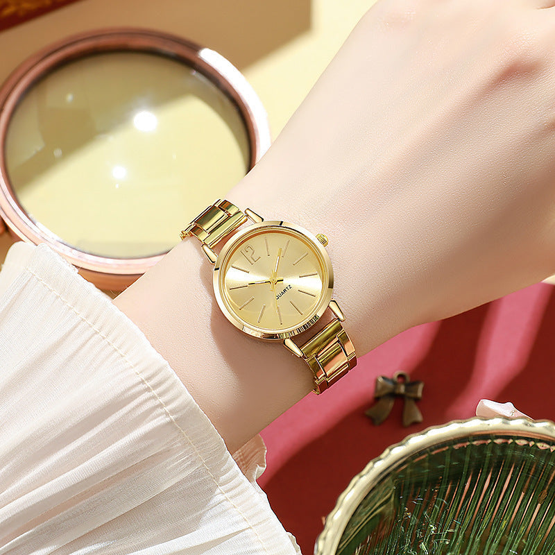 Womens Gold-Plated Steel-Strap Quartz Watch