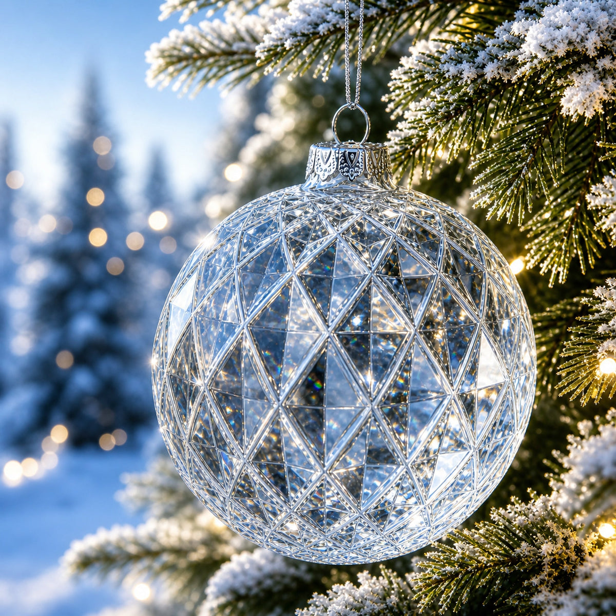 Set of 3 Clear Ribbed Sphere Glass Christmas Ornament 3.5 Inches