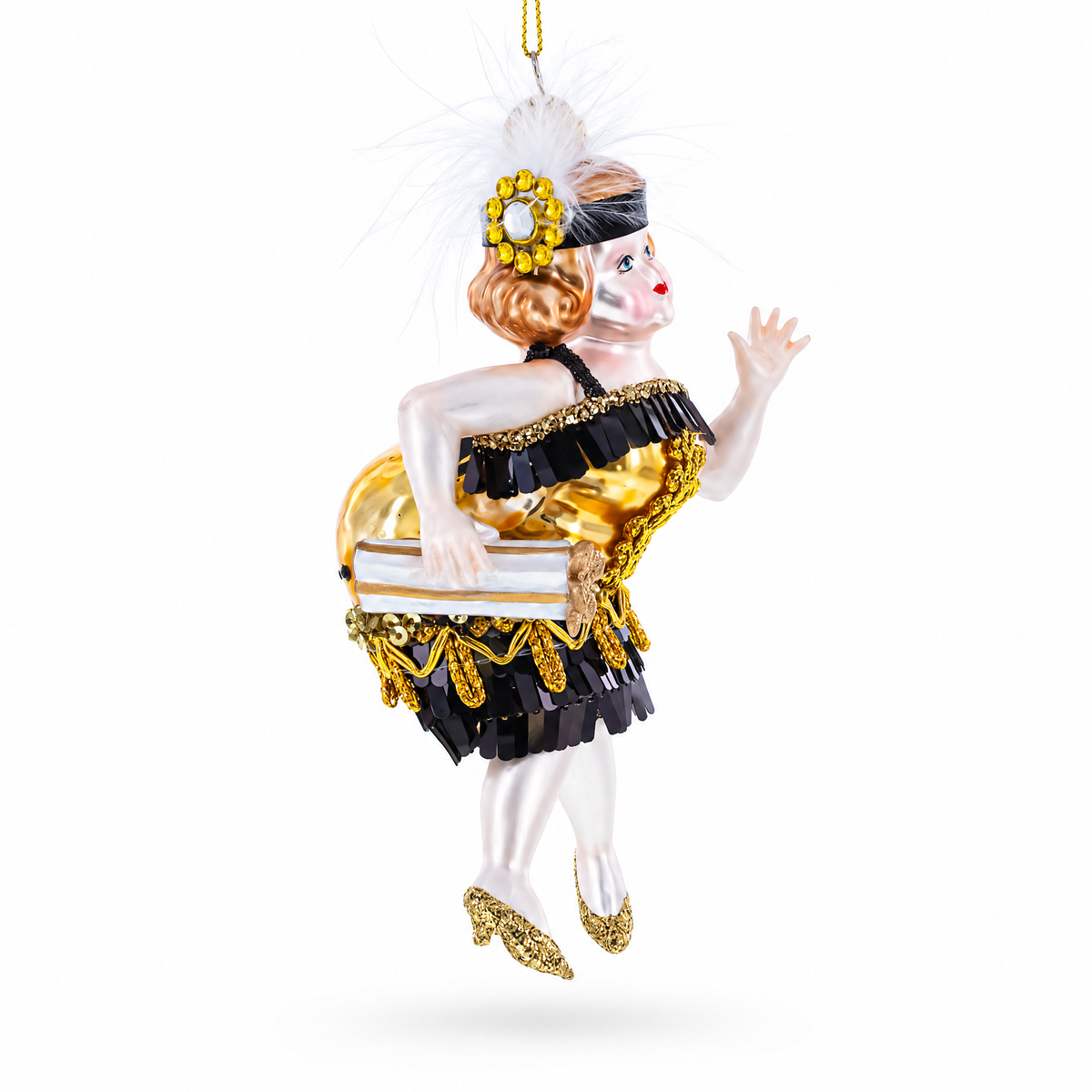 Gatsby Glam Flapper Girl Glass Christmas Ornament
