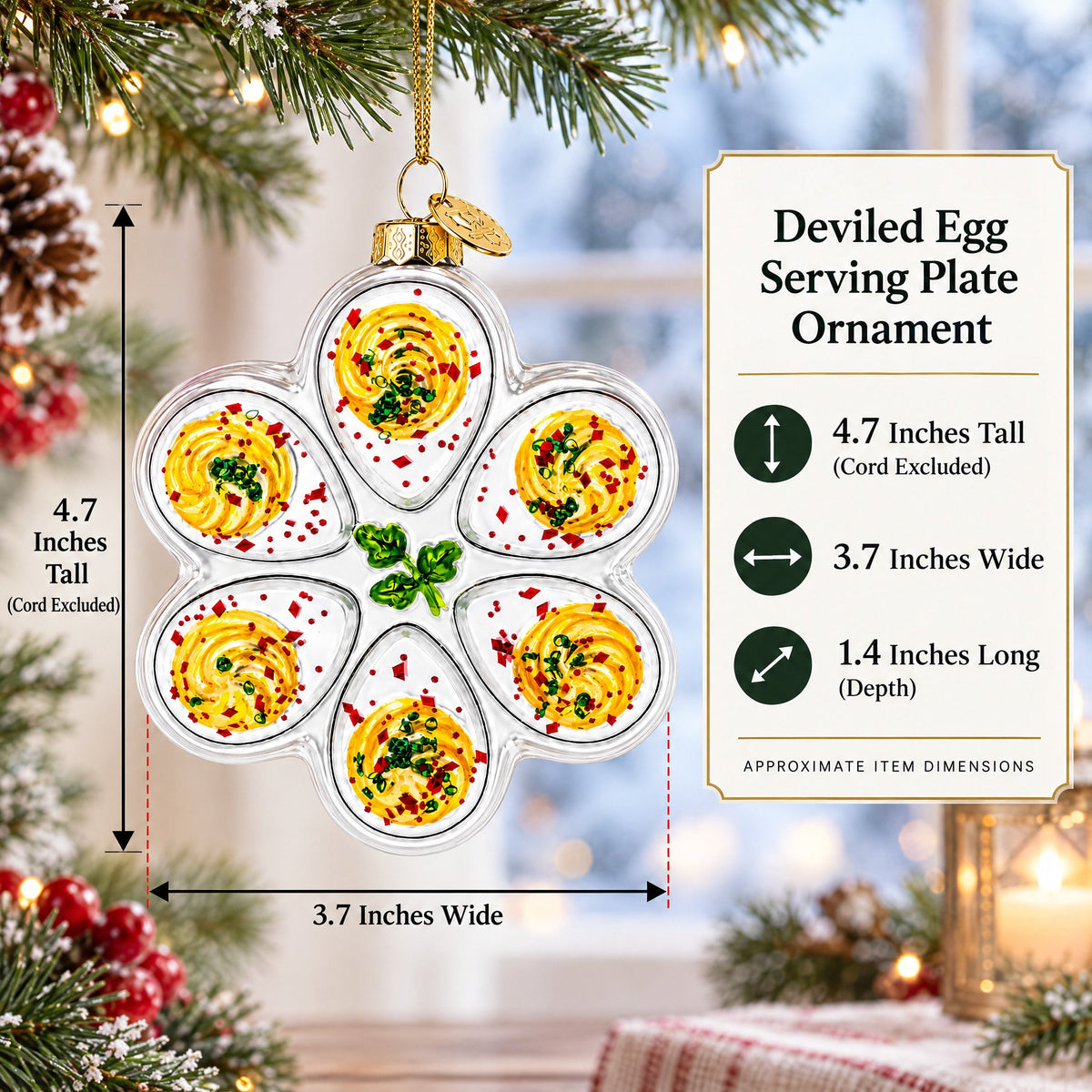 Deviled Egg Serving Plate Glass Christmas Ornament