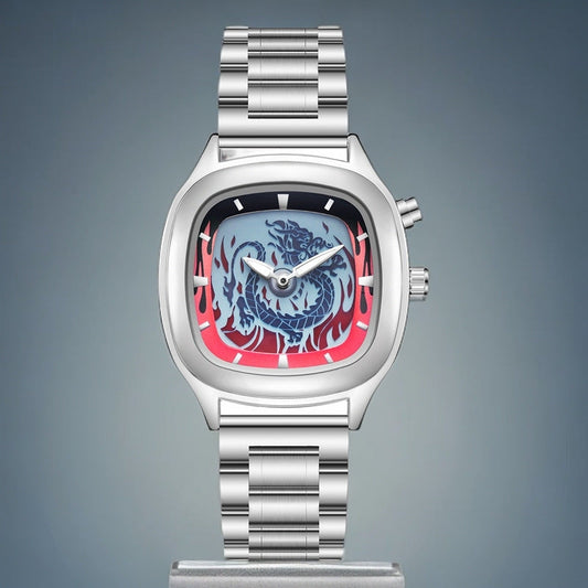 Personalized Retro Dragon-shaped Dual-display Mens Watch With A Trendy Premium Look And Water Resistance