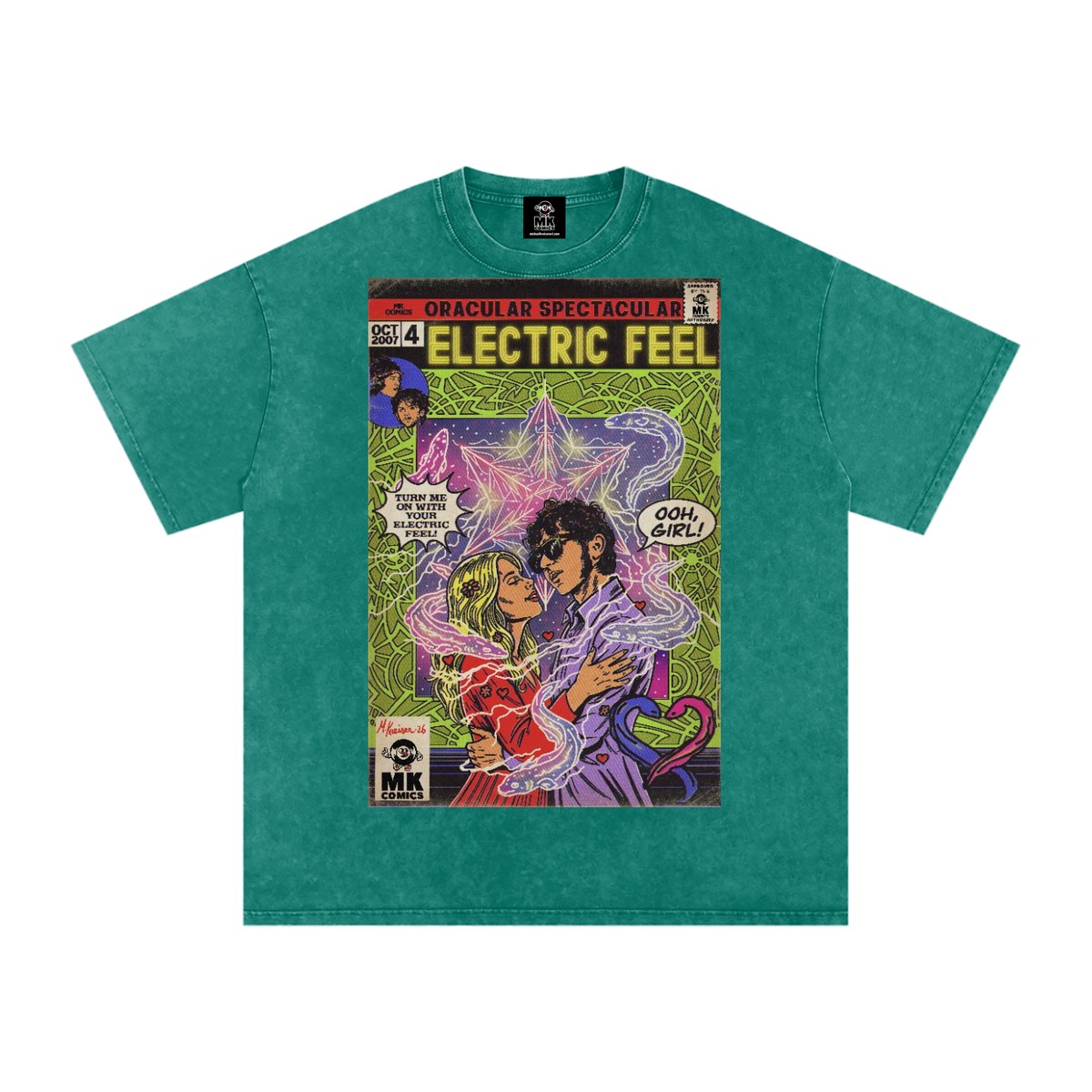 Electric Feel - Snow Washed Oversized Cotton T-Shirt