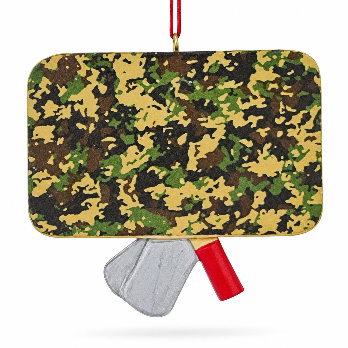 Buck's Hunting License Camo Resin Christmas Ornament