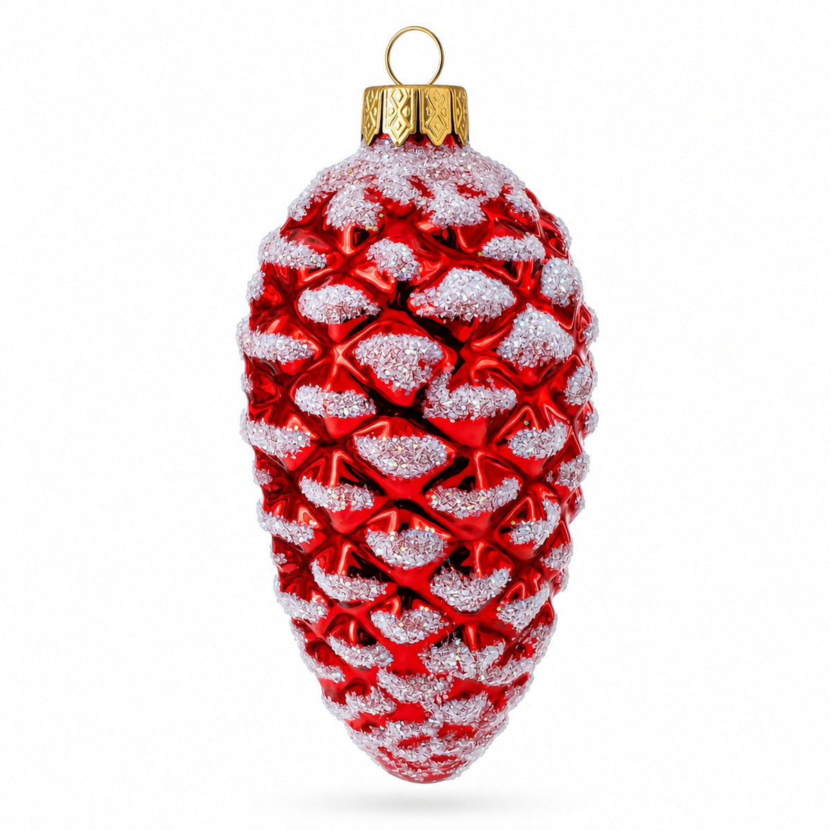 Woodland Retro Style Red Pinecone Glass Christmas Ornament