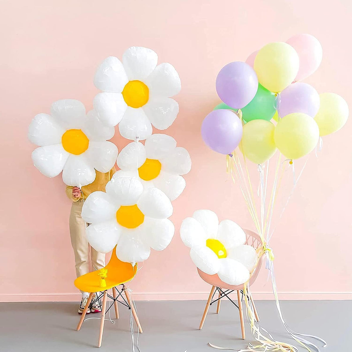 Groovy Daisy Foil Balloon – 28" | Retro Party Décor