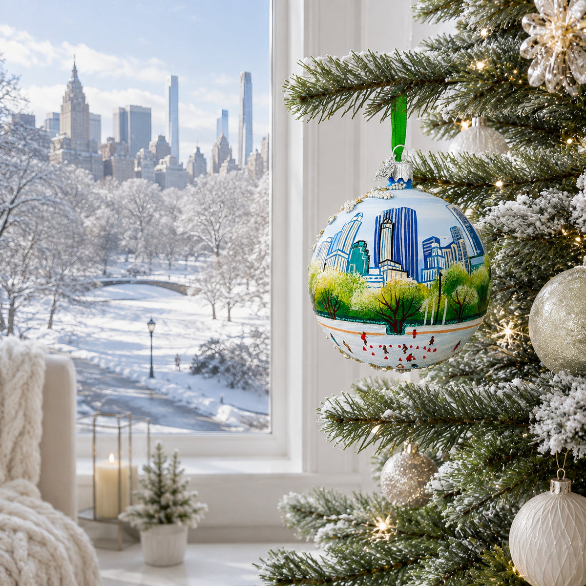 Central Park, New York City Glass Christmas Ornament