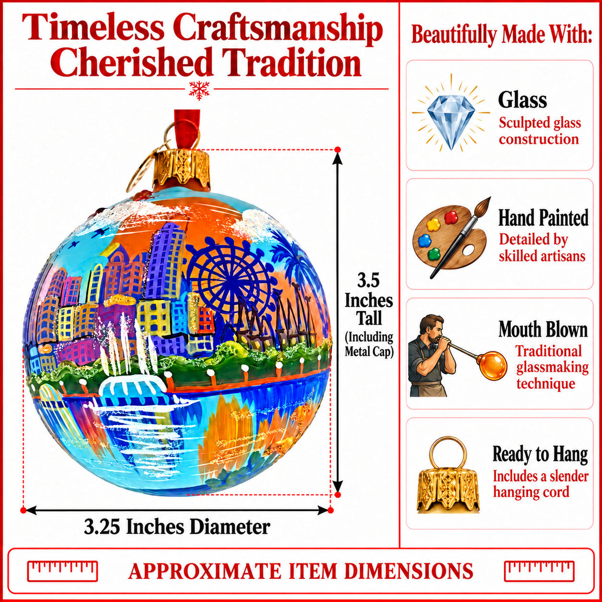 Orlando, Florida Glass Ball Christmas Ornament