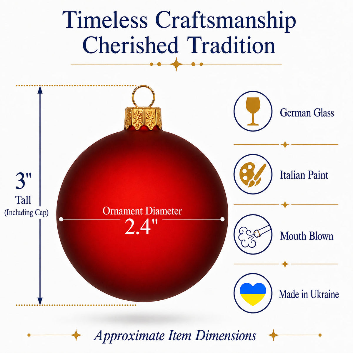 Set of 6 Translucent Red Glass Ball Christmas Ornaments (032)
