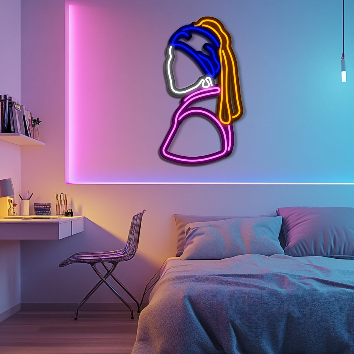 Girl with a Pearl Earring Metal Neon Wall Art- LN0099