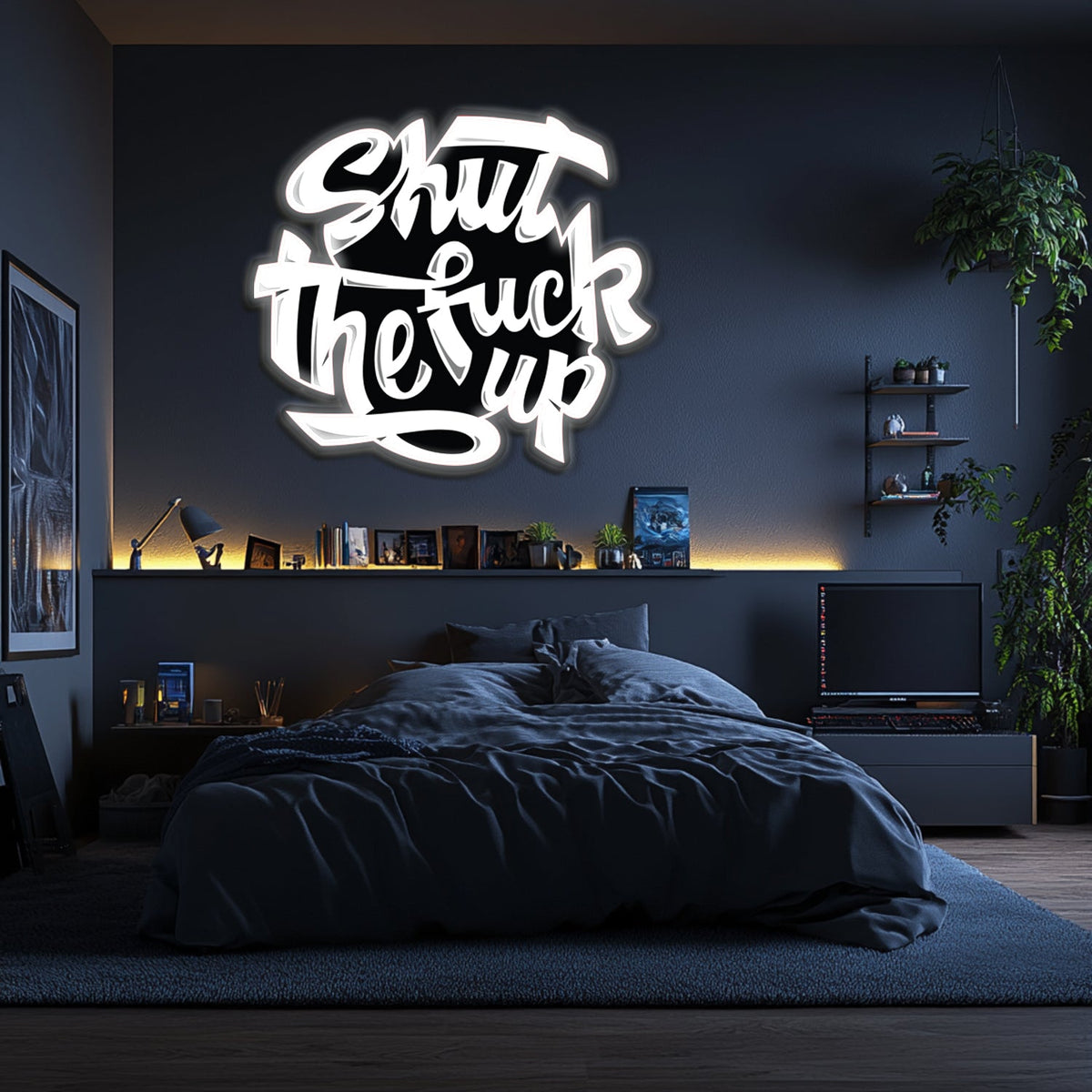 UV Printed Shut The Fuck Up Neon Wall Art- LV0089