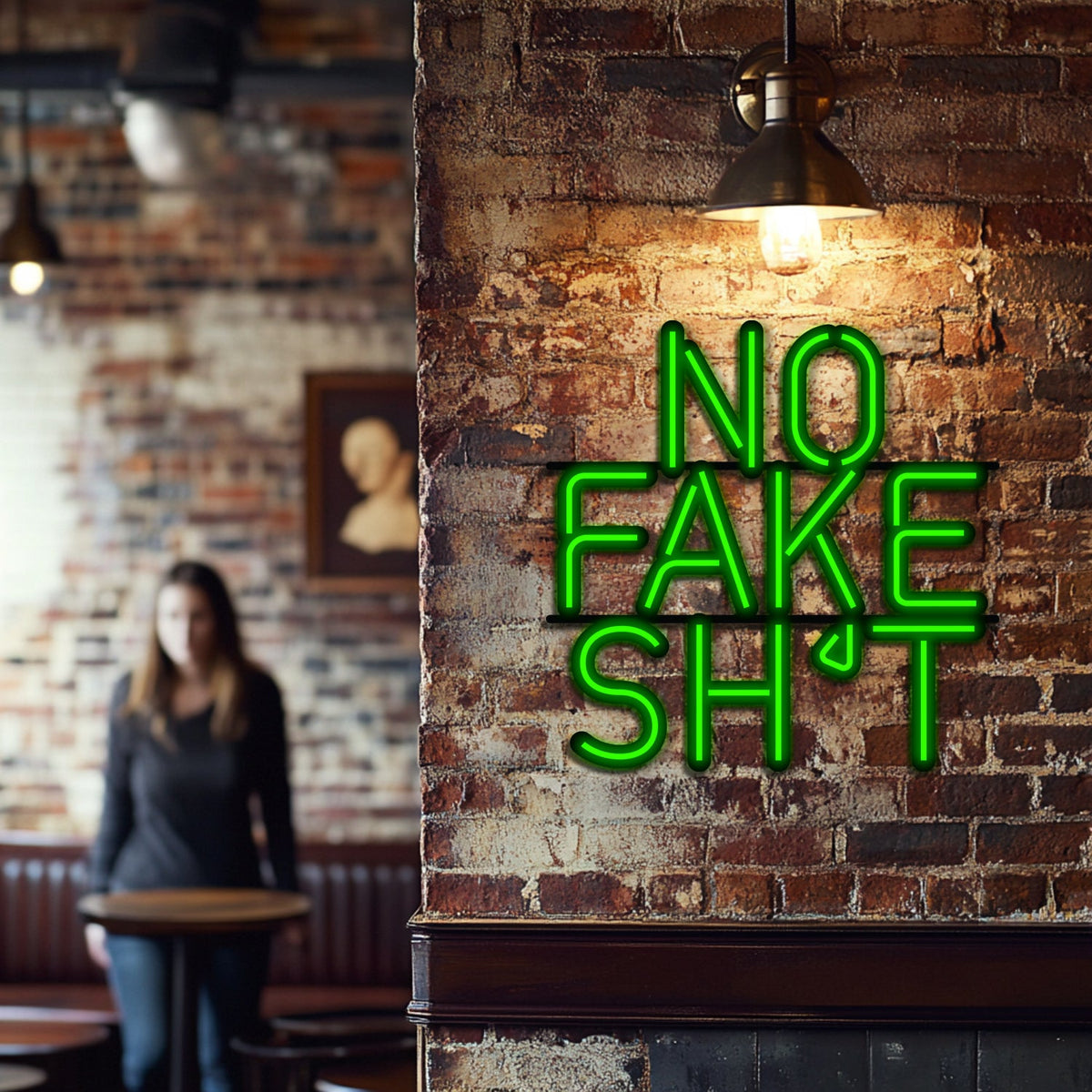 No Fake Shit Metal Neon Wall Art- LN0164