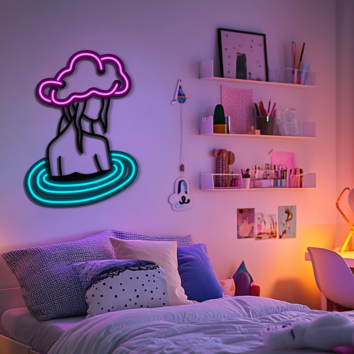 Cloudy Mind Metal Neon Wall Art- LN0106