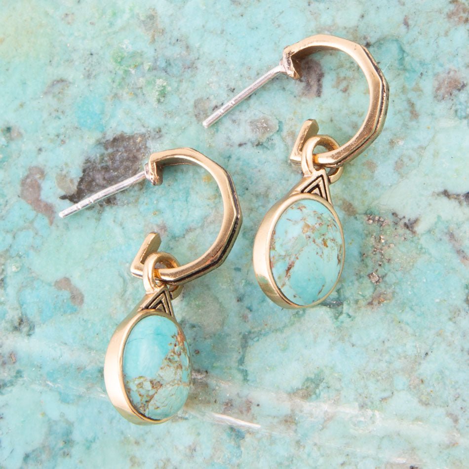 Nova Half-Hoop Blue Turquoise and Golden Earrings