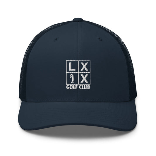 Four Box Logo Trucker Hat — Mesh-Back Snapback Cap (White Logo)