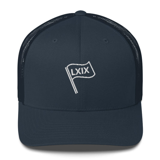 LXIX Flag Trucker Hat — Mesh-Back Snapback Cap