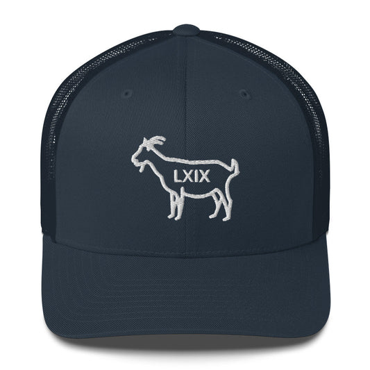 The GOAT LXIX Trucker Hat — Mesh-Back Snapback Cap