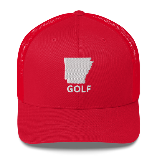 Arkansas Golf Trucker Hat — Mesh-Back Snapback Cap