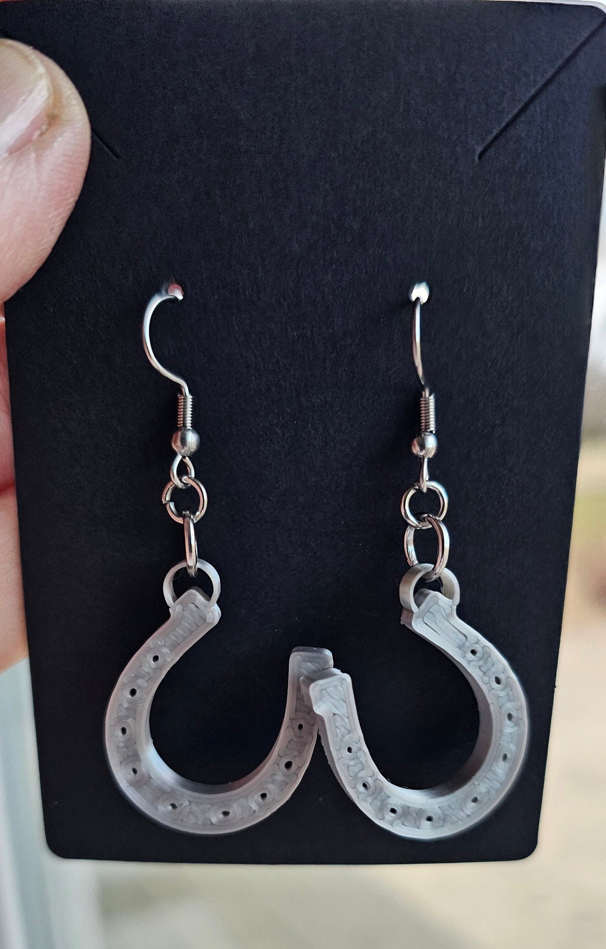 3D Print Western Silver Horseshoe Earrings Made in America
