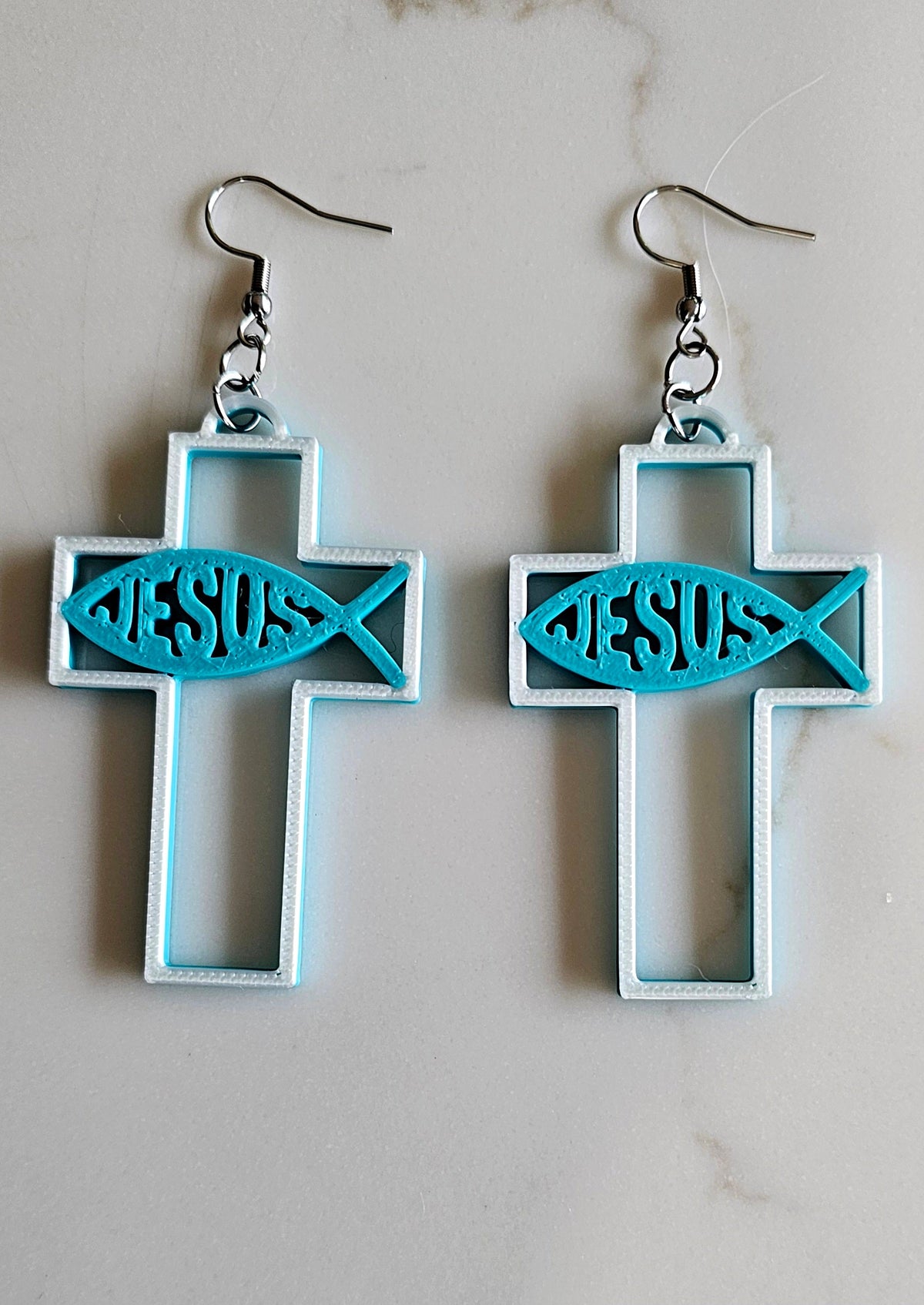3D Print Christian Cross Faith Earrings Made in America