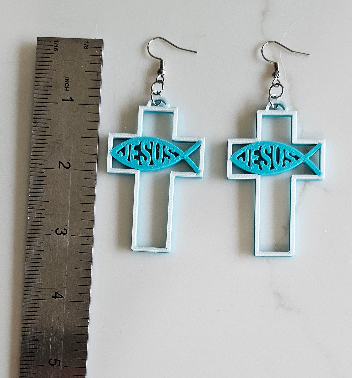 3D Print Christian Cross Faith Earrings Made in America