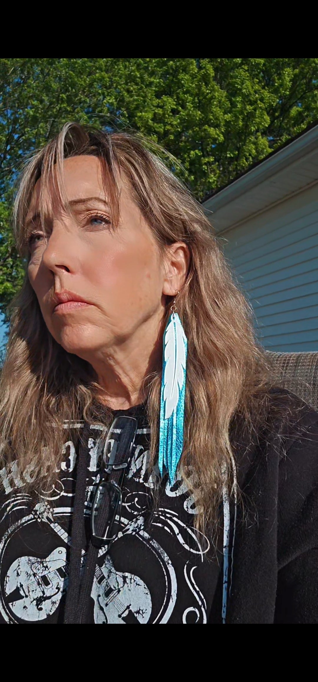 3D Printed Feather Leather Fringe Earrings Made in America