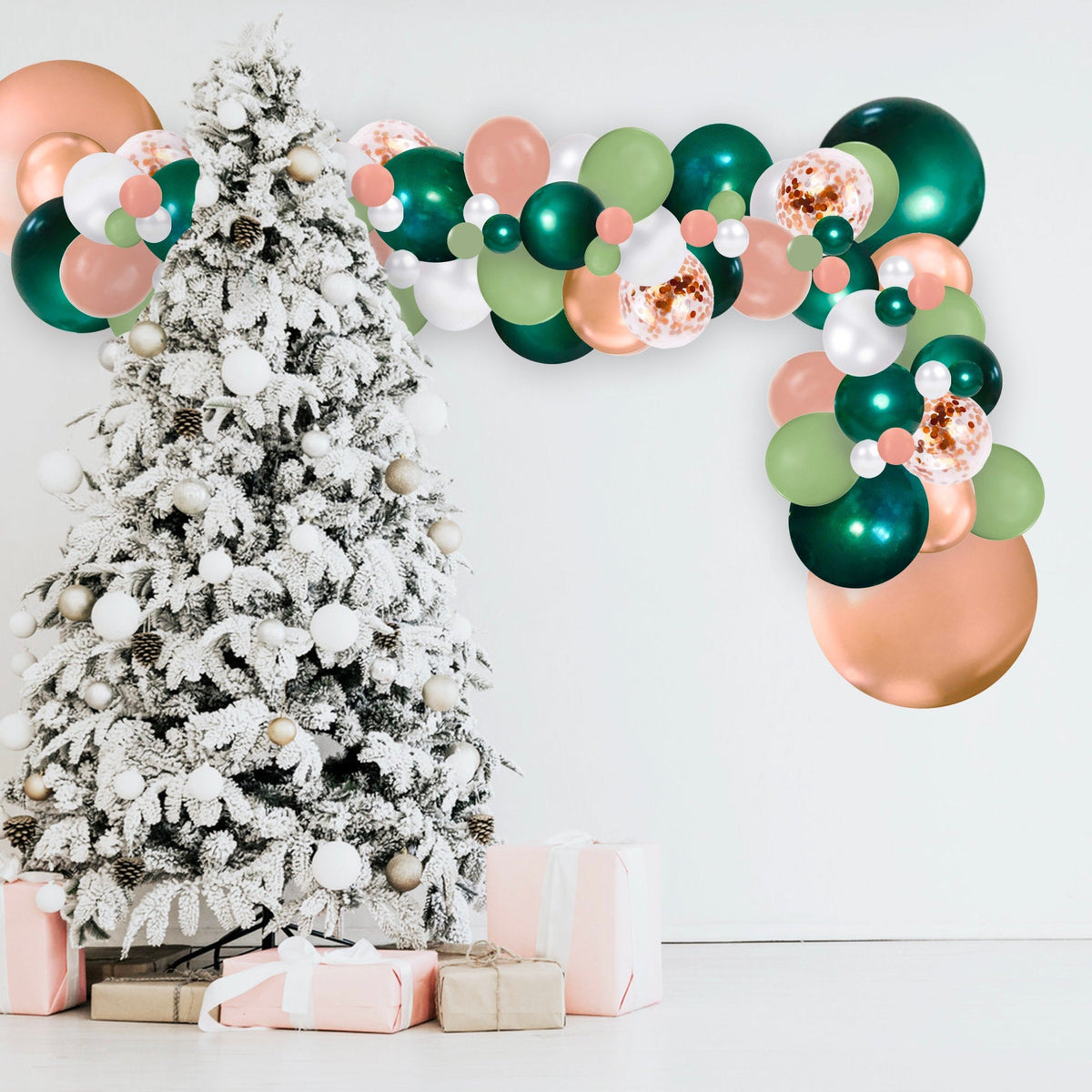 Rose Gold & Sage Christmas Balloon Garland Kit