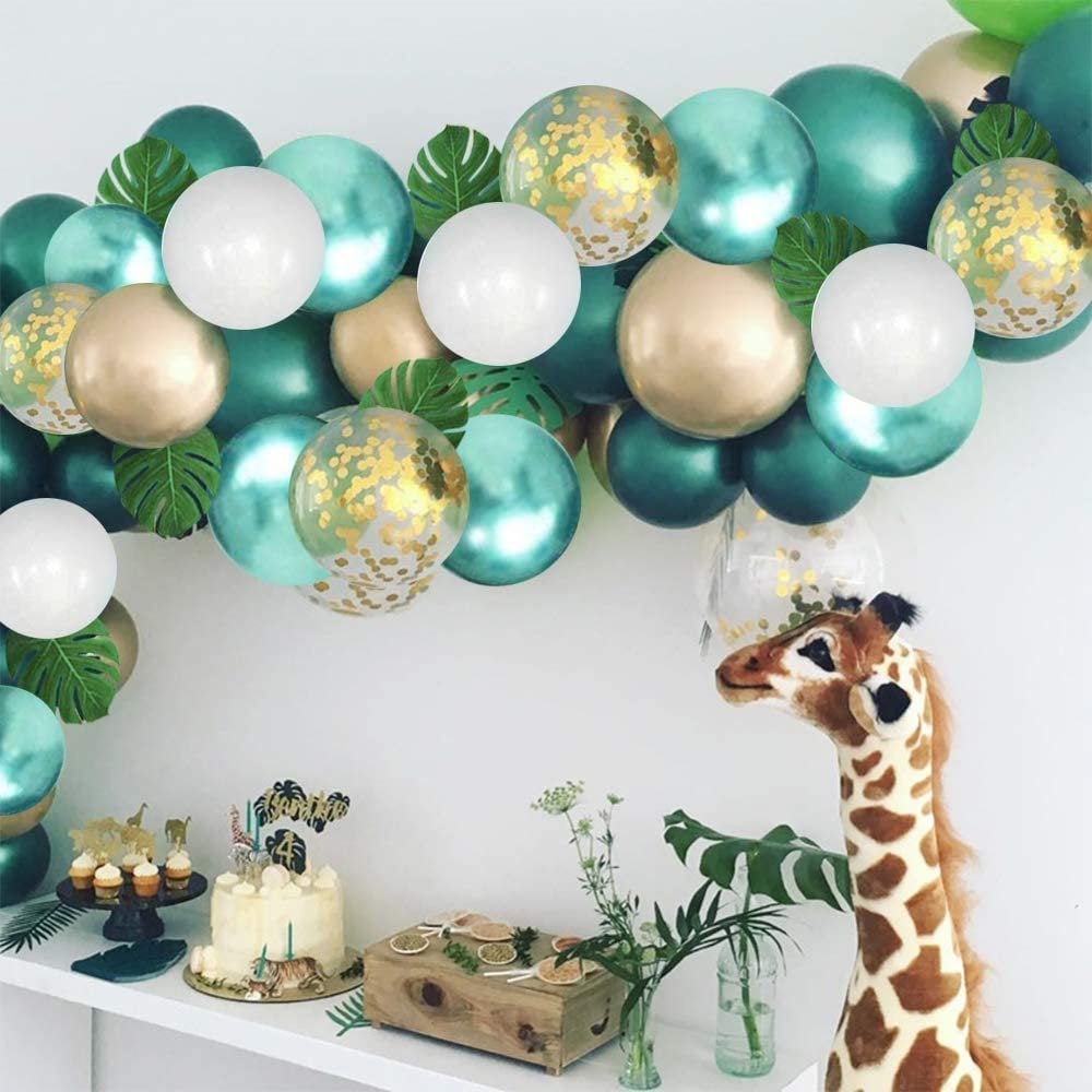 Wild Jungle Safari Balloon Garland Kit – Green, White & Gold