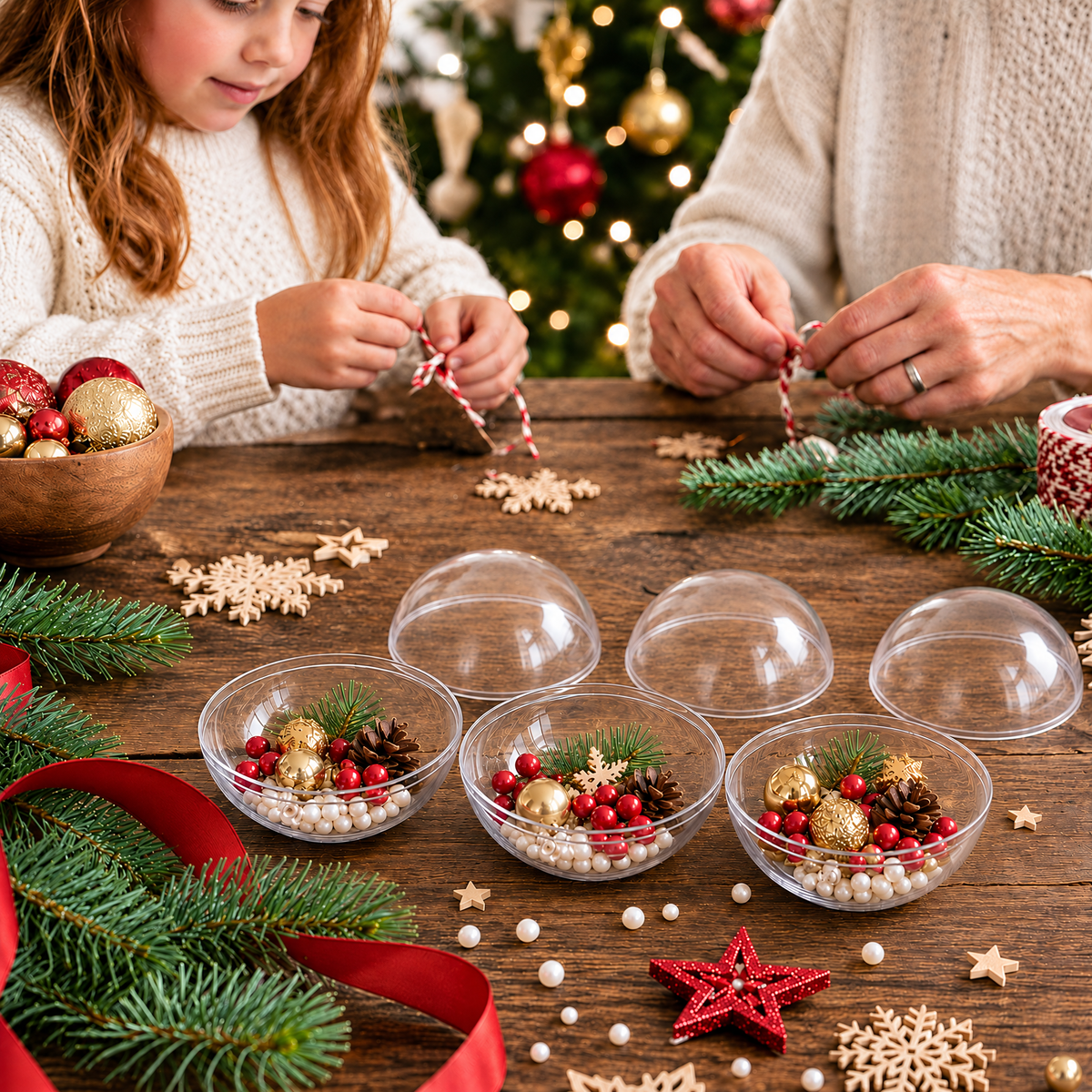 Set of 3 Clear Fillable Plastic Ball Christmas Ornament 3.9 Inches