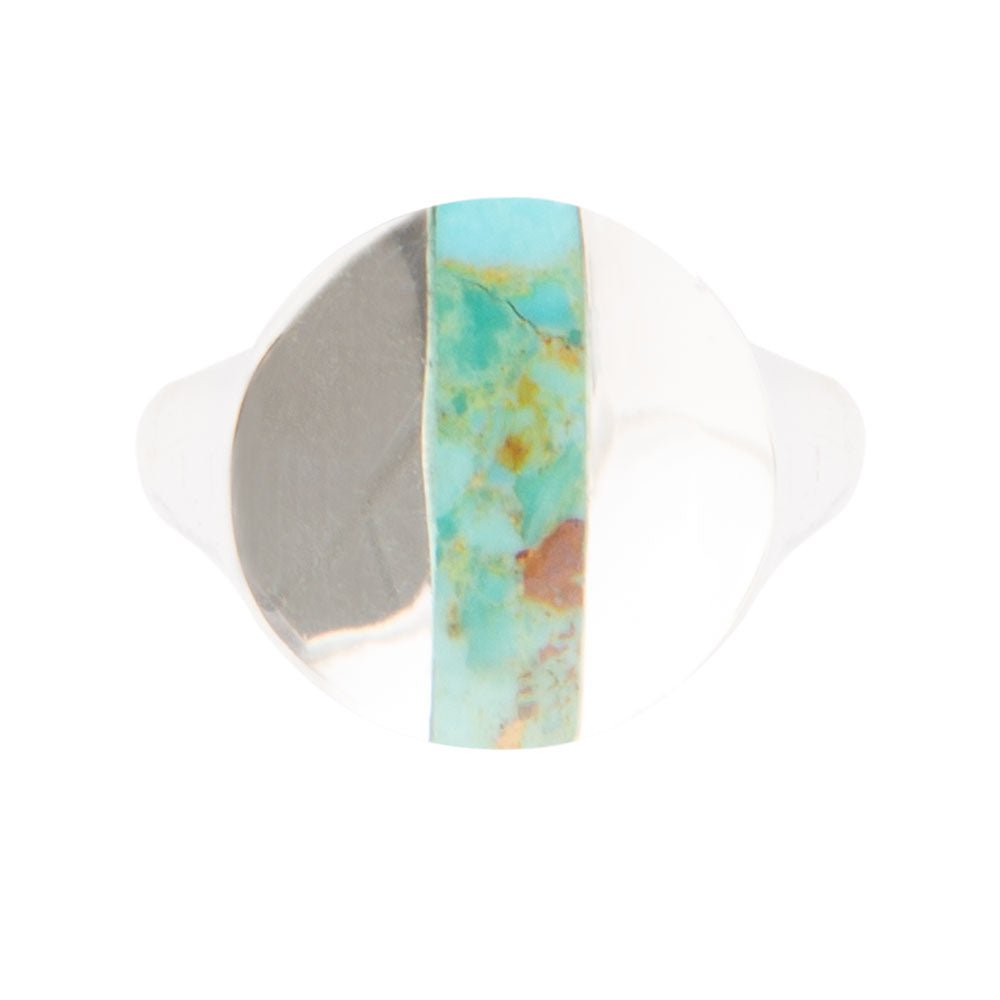 Signet Turquoise and Sterling Silver Circle Ring