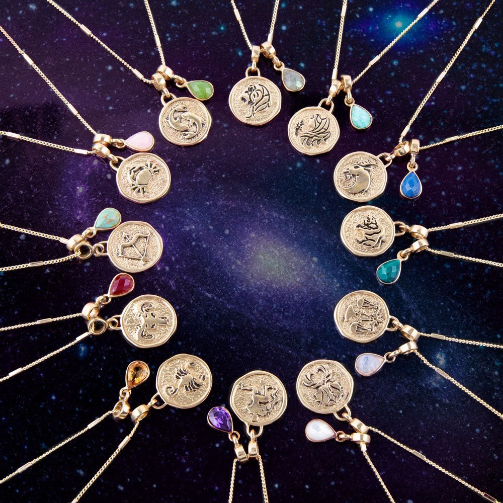 Taurus - Zodiac Green Malachite Golden Charm Necklace