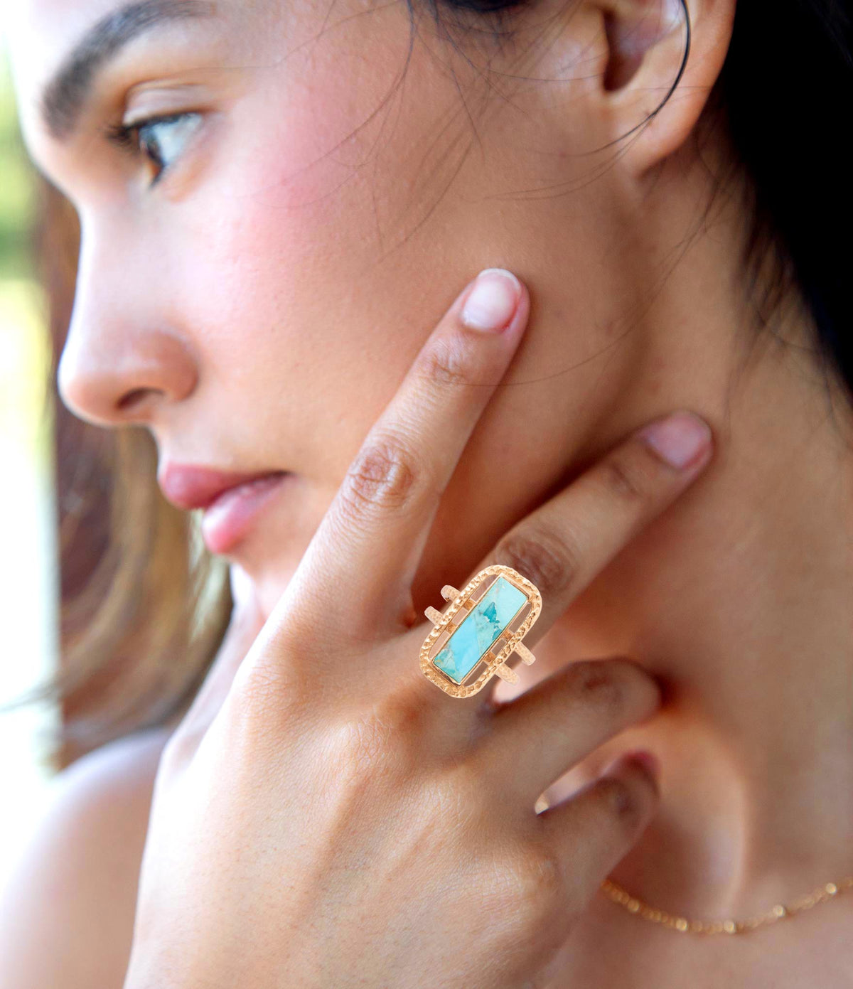 Willa Blue Turquoise Golden Statement Ring